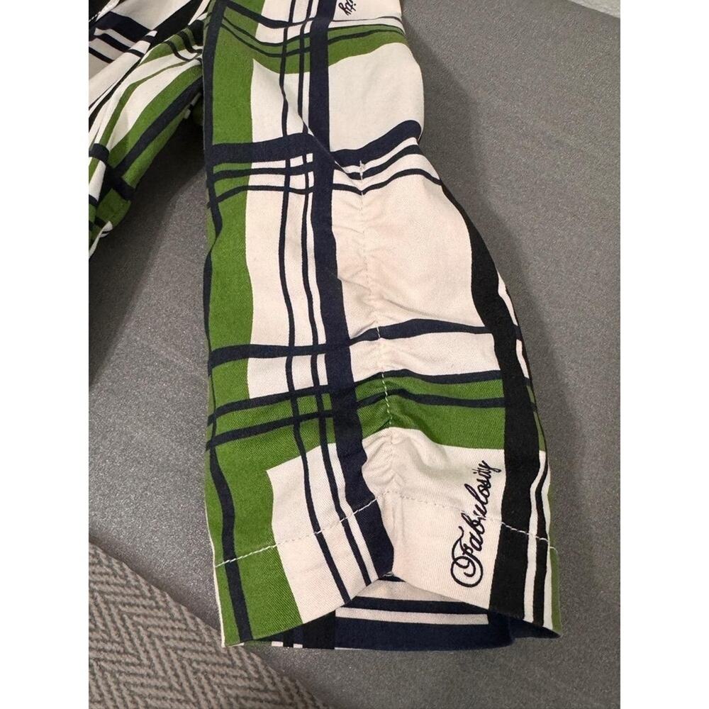 Fabulosity Blazer Women's L Vintage Green Navy Plaid Button Cotton Stretch Y2K - Picture 5 of 10